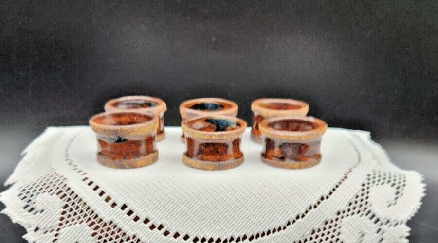 Set of 6 Vintage Pottery Napkin Rings