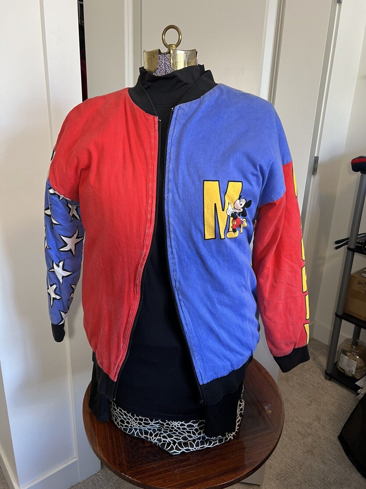 Vintage 80's Disney Mickey Mouse Unisex Reversible Cotton Bomber Jacket