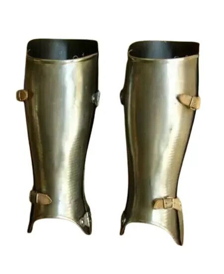 Antique Medieval Steel Greaves Leg Guard Armor Lerp Cosplay Silver Finish Gift D