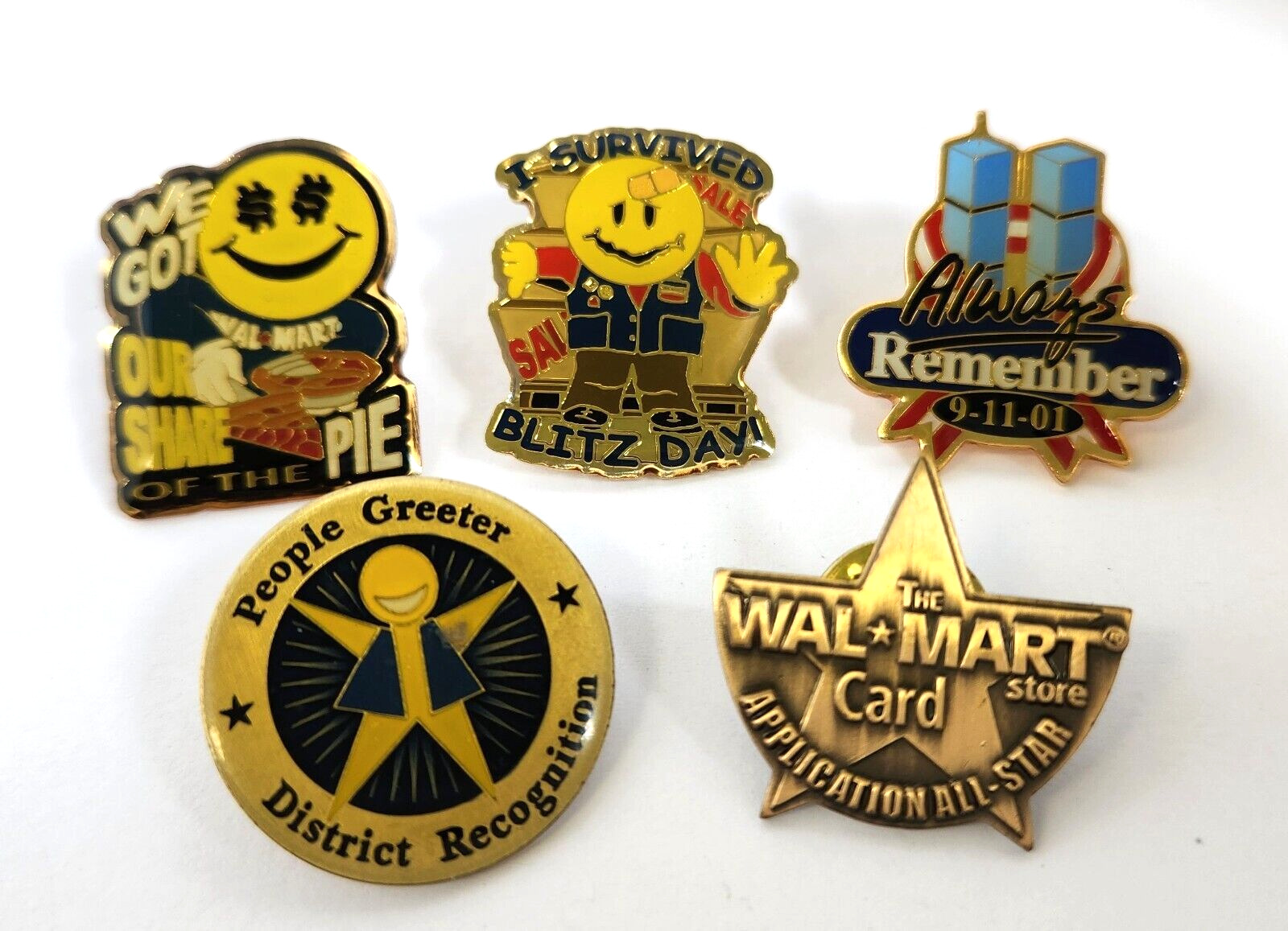 Walmart Pin 5 Lot Remember 9-11 Blitz Day Greeter Our Share Application Card