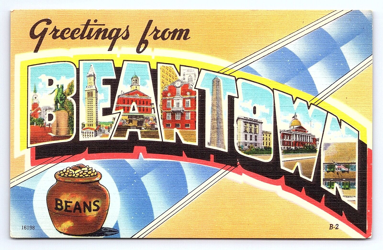 Postcard Greetings From Beantown Boston Large Letter Greetings Colourpicture