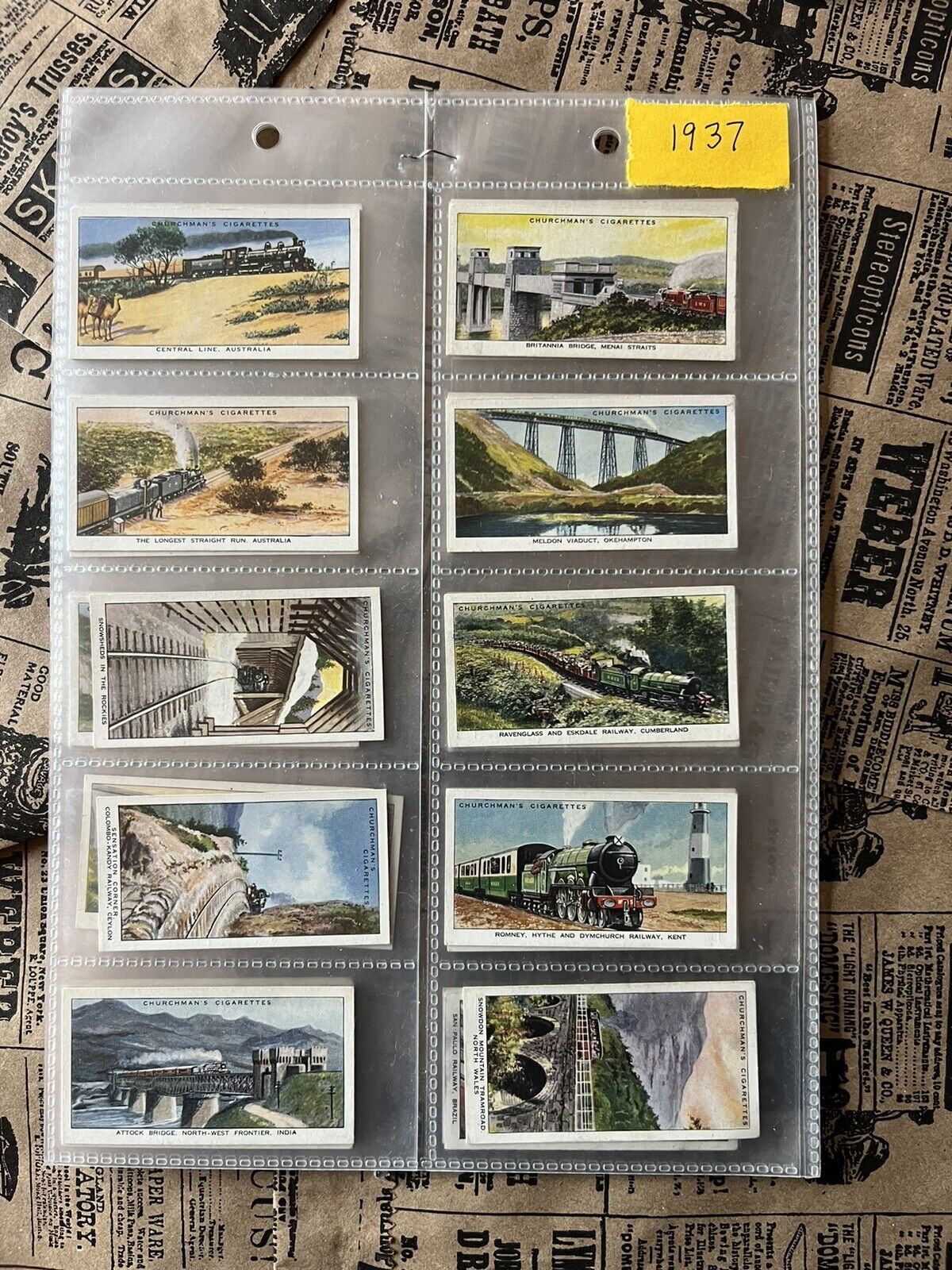 1937 Churchman Cig Tobacco Cards “Wonderful Railway Travel” Complete Set Of 50