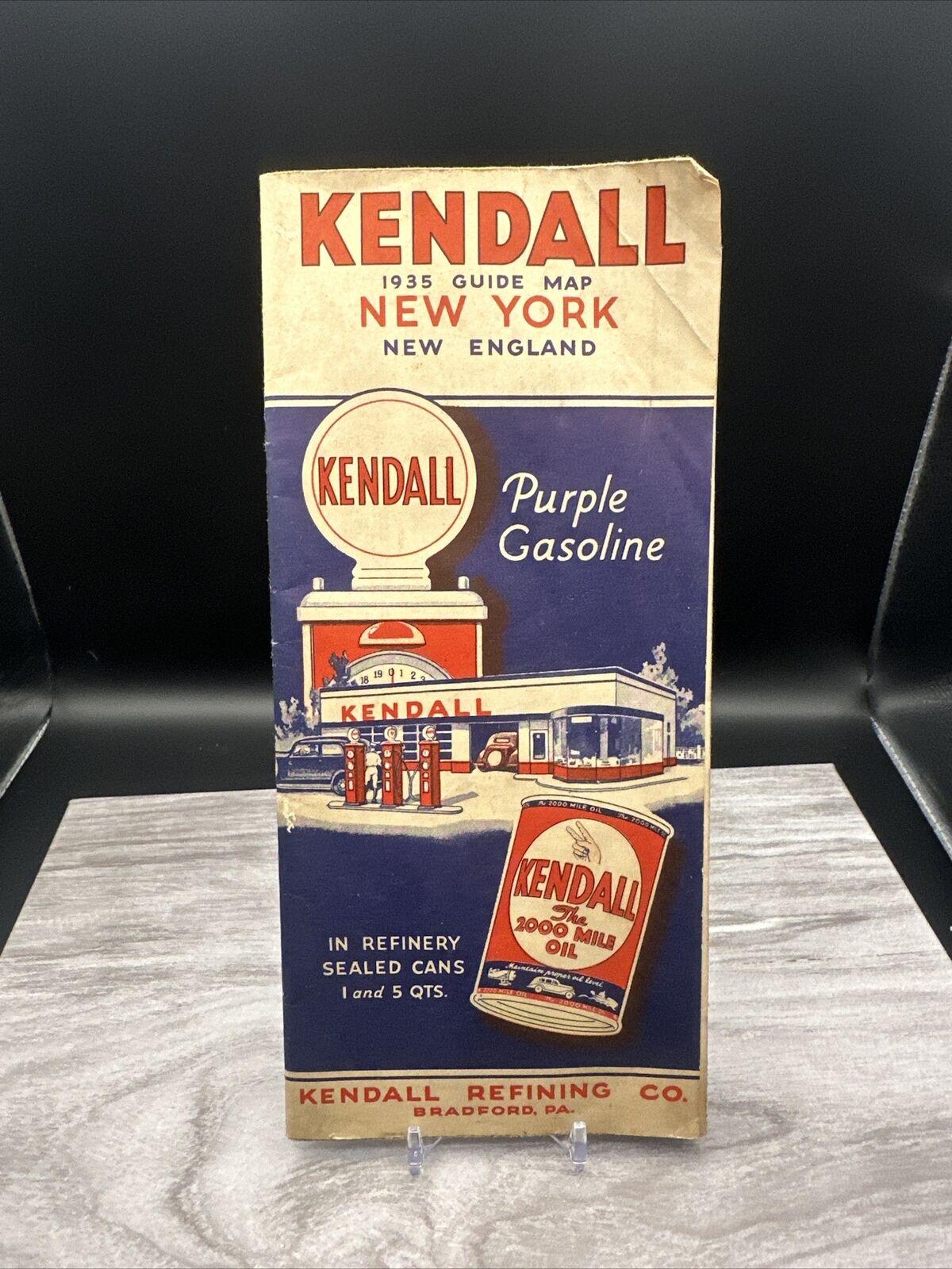 *RARE* 1935 Kendall Oil  New York New England Road Map USED