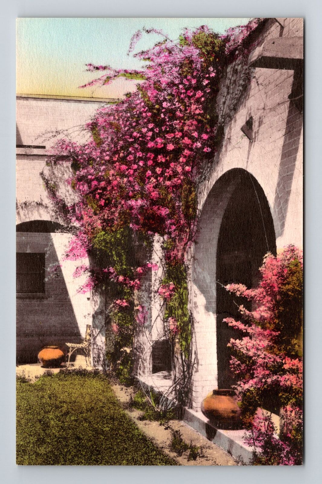 Socorro NM-New Mexico, Patio of Val Verde Hotel, Advertising, Vintage Postcard