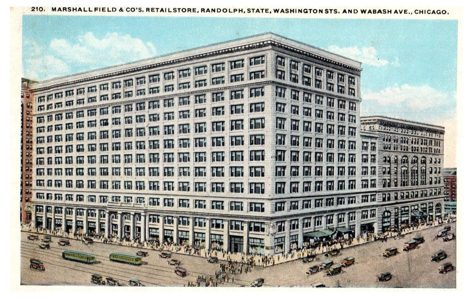 Marshall Field & Co Retail Store Chicago Department Store Postcard Posted 1921