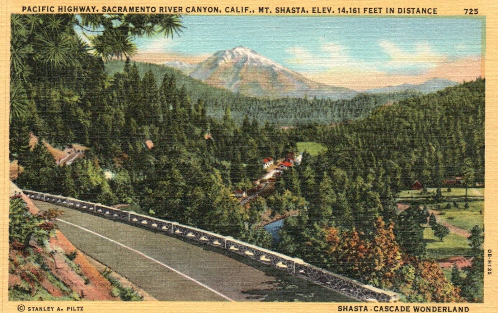 Postcard CA Sacramento River Canyon Pacific Highway 1940 Linen Vintage PC J4542