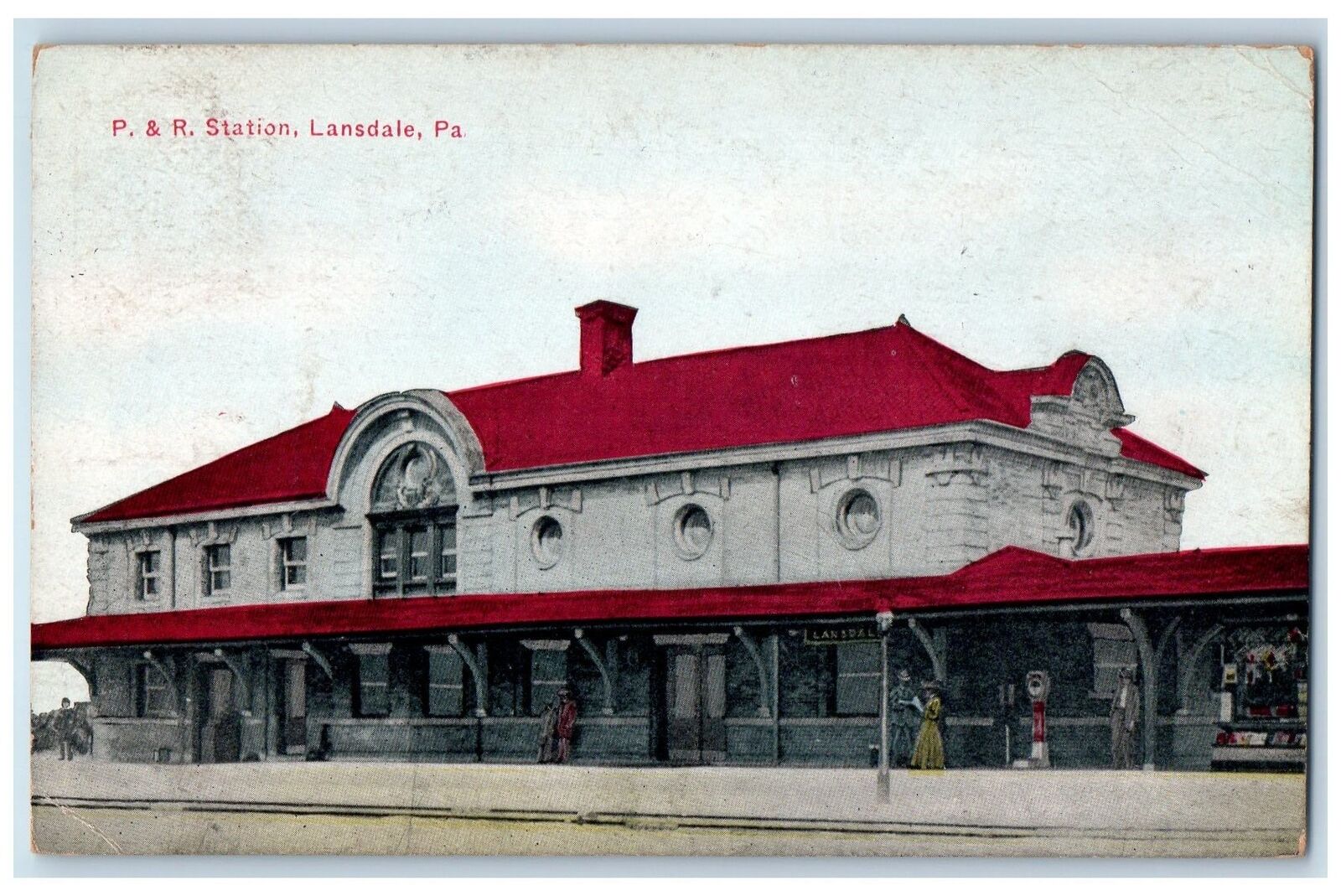 1910 PR Railroad Station Depot Passenger Weighing Scale Lansdale PA Postcard