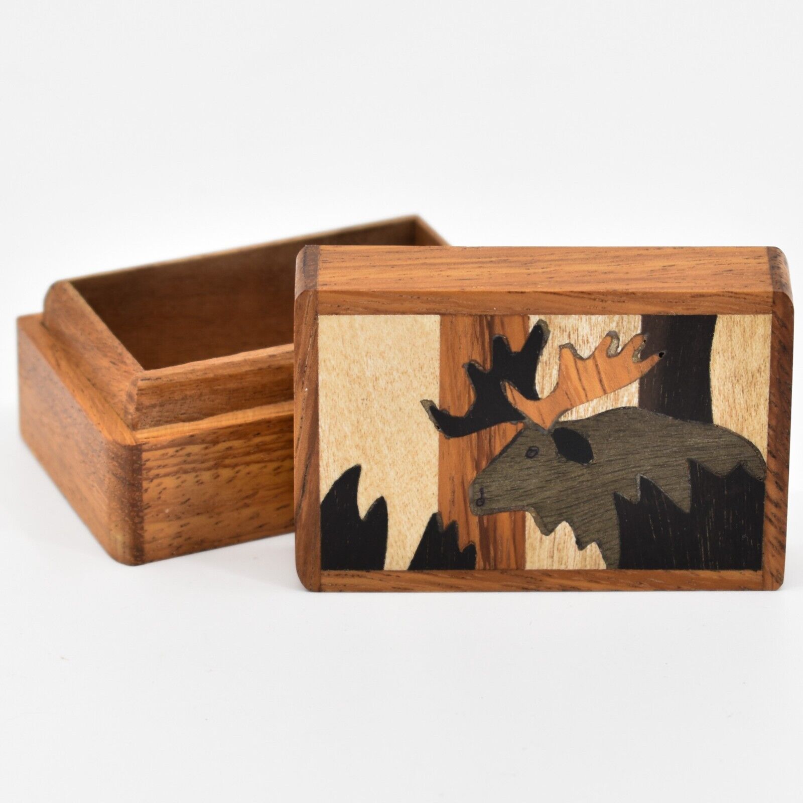 Northwoods Wooden Parquetry Moose Mini Trinket Box