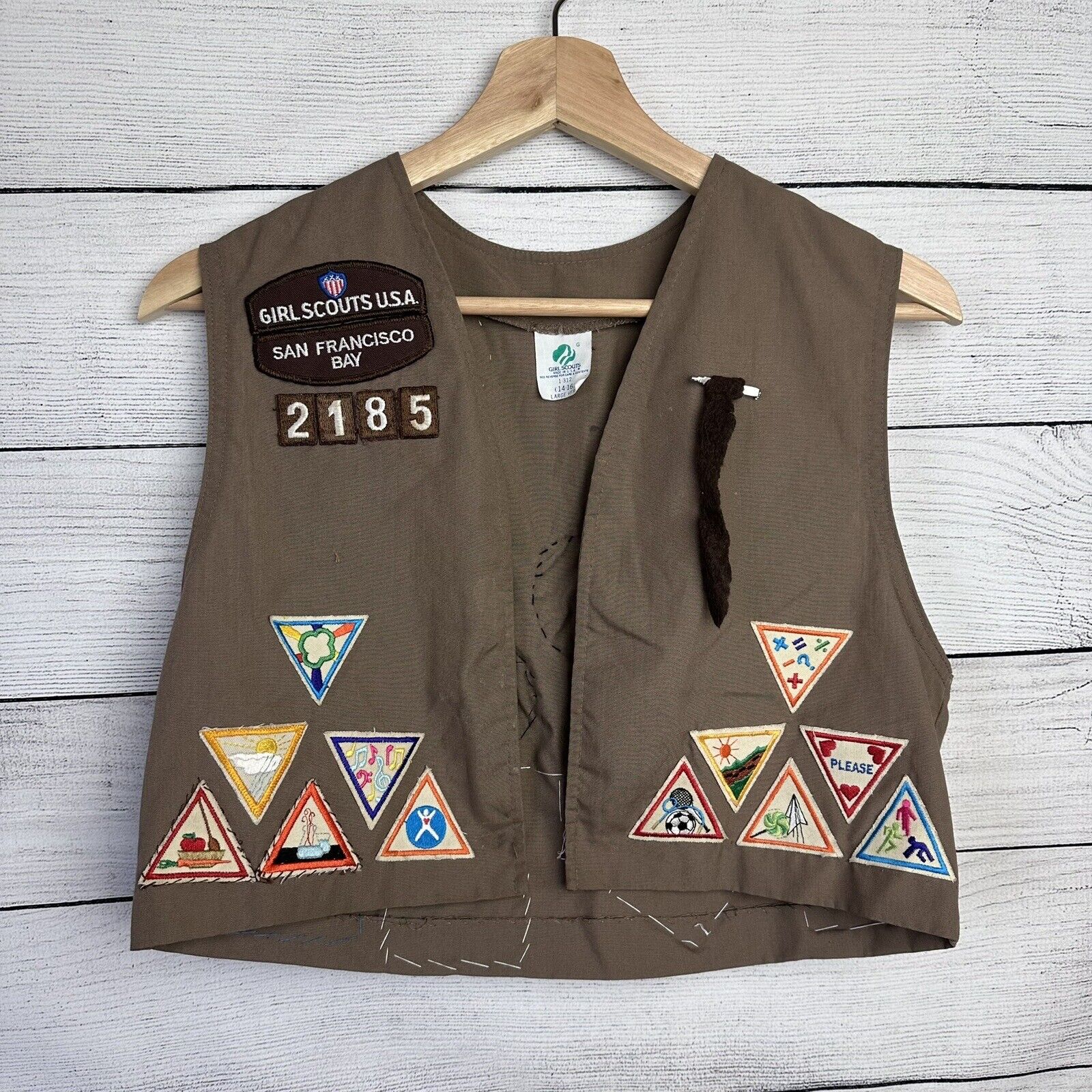 Vintage 90s Girl Scouts Brownie Vest w/ Patches 92’-94’ Size Large 14/16