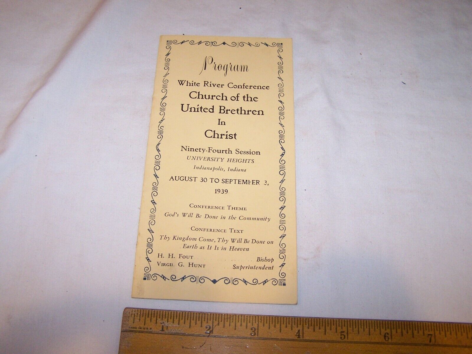 1939 White River Conference CHURCH OF THE UNITED BRETHREN IN CHRIST Indianapolis