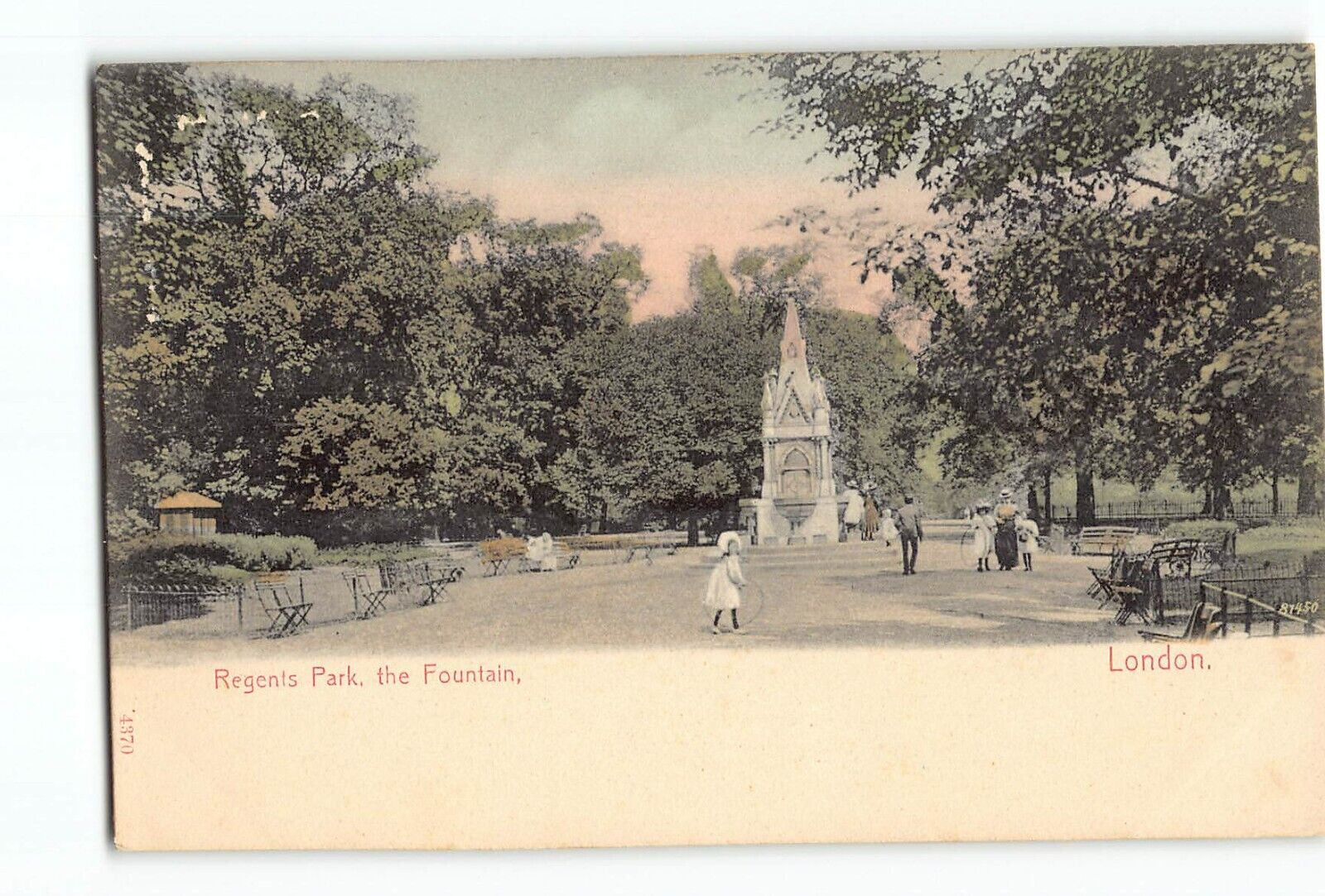 Old Vintage Postcard of Regents Park the Fountain London England
