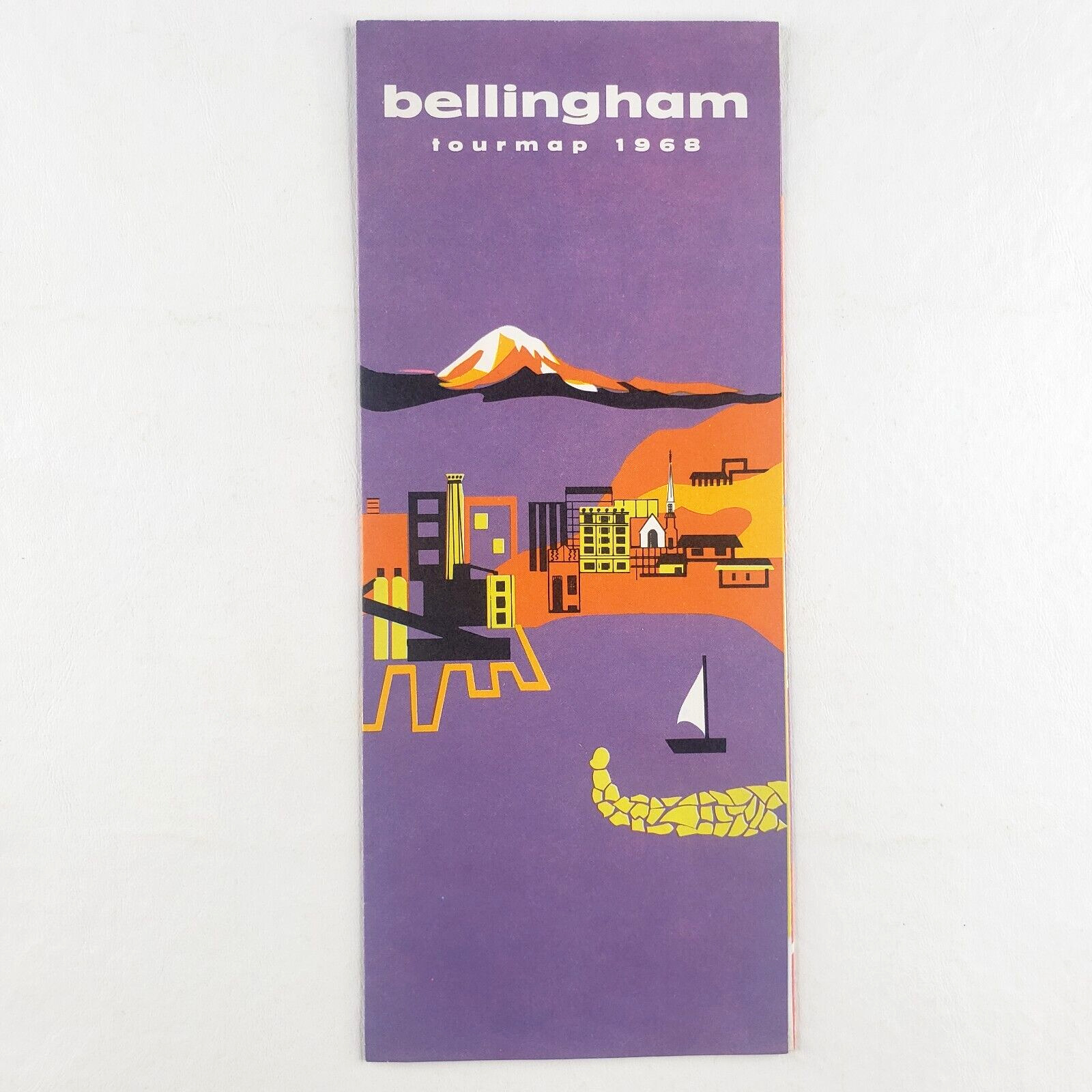 Bellingham Map Brochure 1960s Washington Vintage Travel Tour Art Pamphlet A185