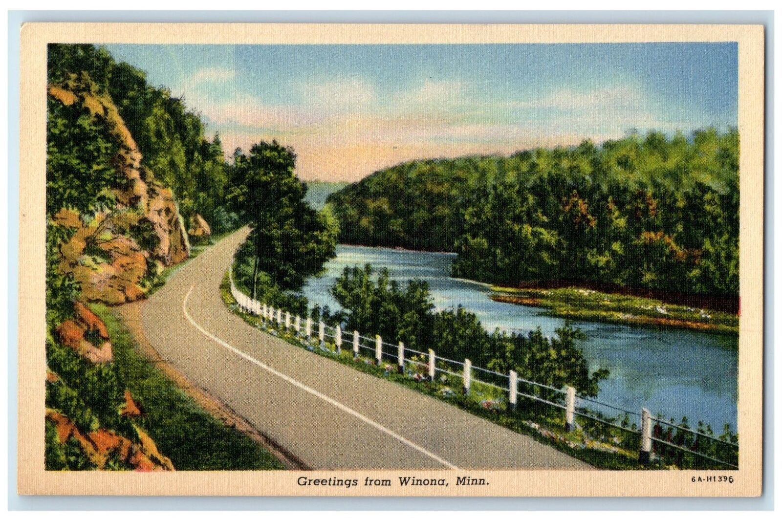 c1940 Greetings From Winona Road Lake Hills Minnesota MN Correspondence Postcard