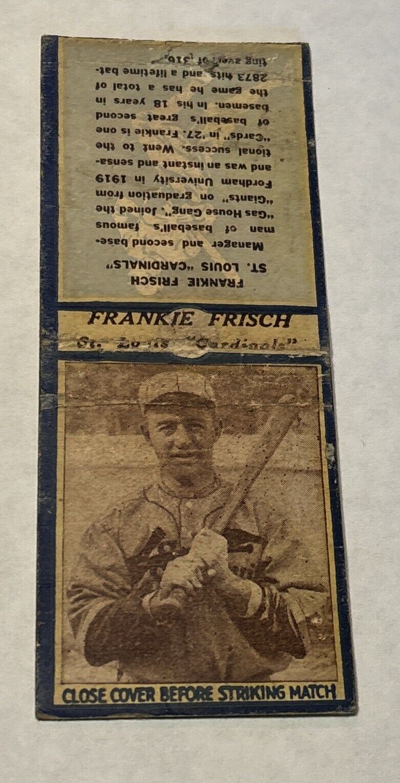 1935 BASEBALL MATCHBOOK MATCHCOVER: FRANKIE FRISCH ST. LOUIS CARDS DIAMOND MATCH