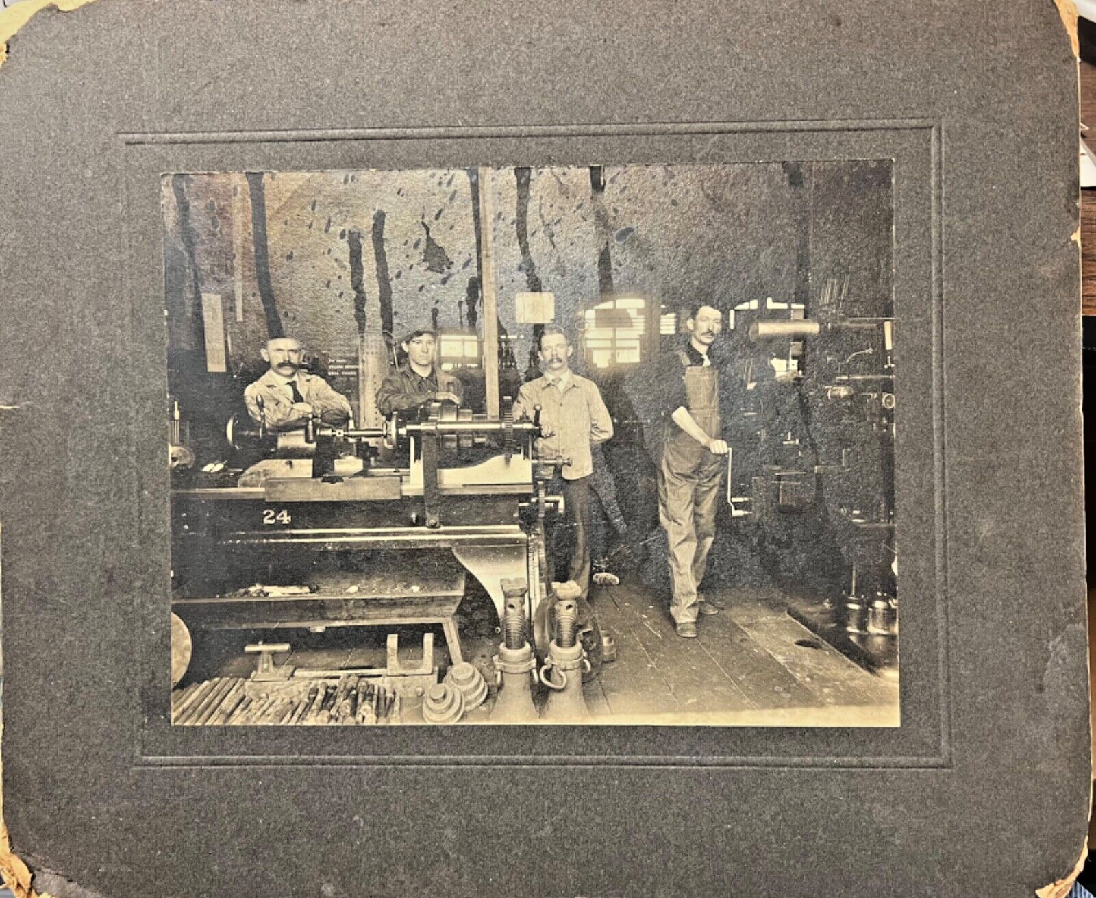 Vintage 1890s Cabinet Card Photo, Railroad Machine Shop Workers, San Francisco
