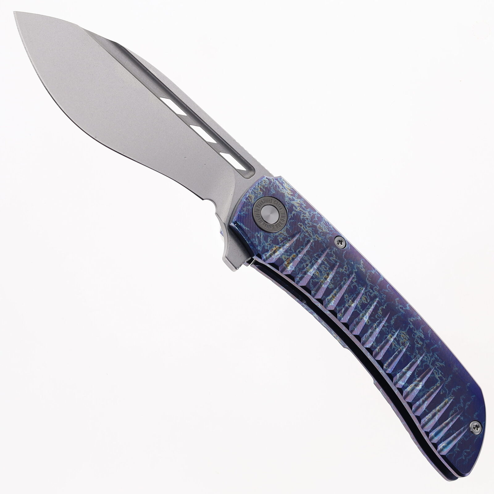 Two Sun Folding Knife Color Titanium Handle 14C28N Plain Edge TS411-14C28N-Color