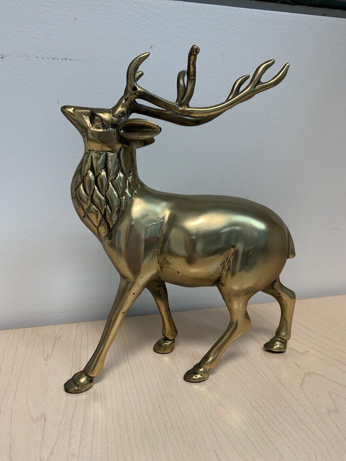 Gorgeous Solid Brass Bull Elk, Deer Reindeer Antlers Christmas Lodge Decor