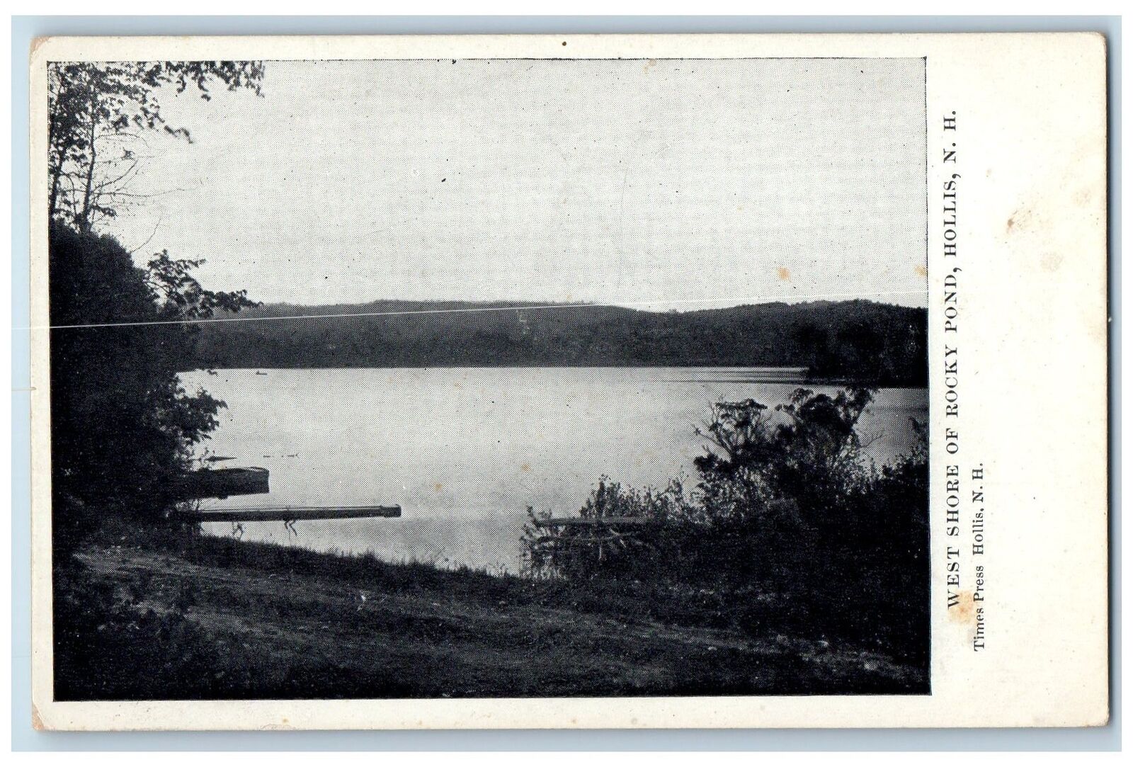 c1910's West Shore Of Rocky Pond Hollis New Hampshire NH Antique Postcard