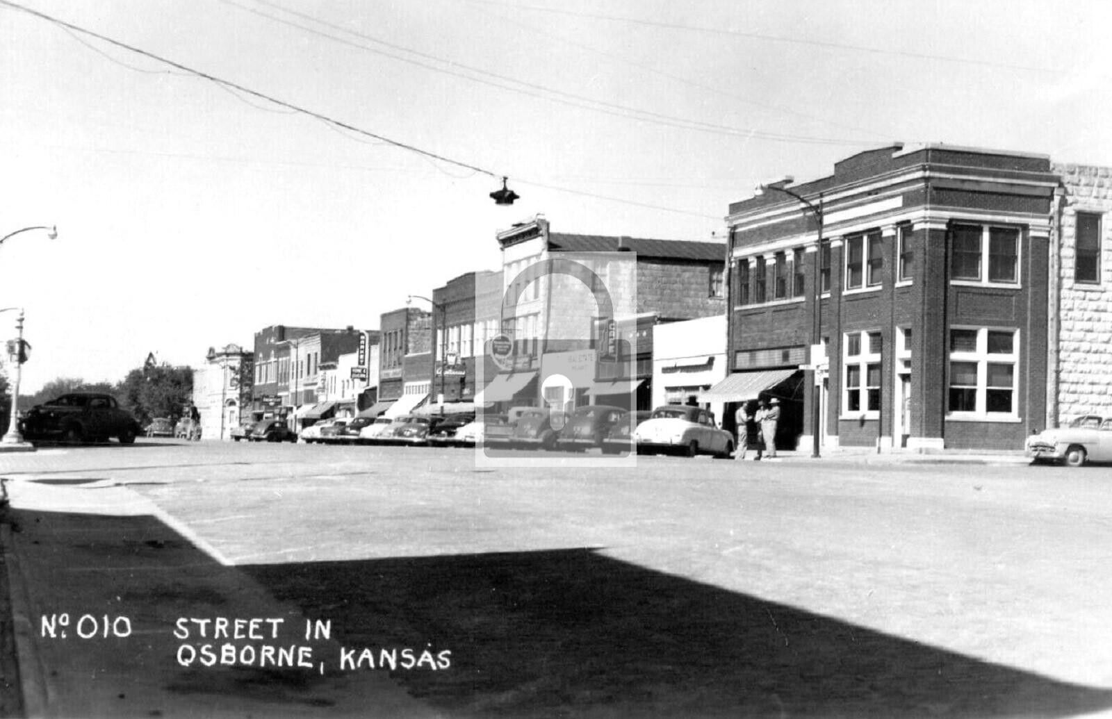 Street View Osborne Kansas KS Reprint Postcard
