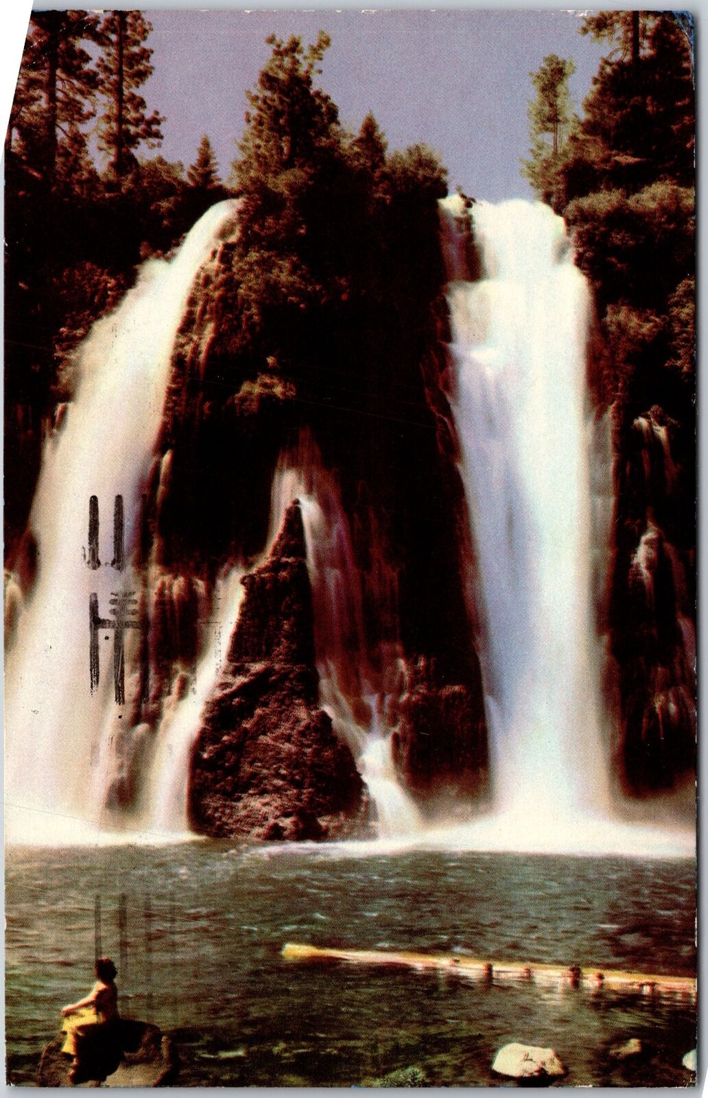 1950 Redding CA-California, Burney Falls, Lost River to Drop 100 feet, Postcard