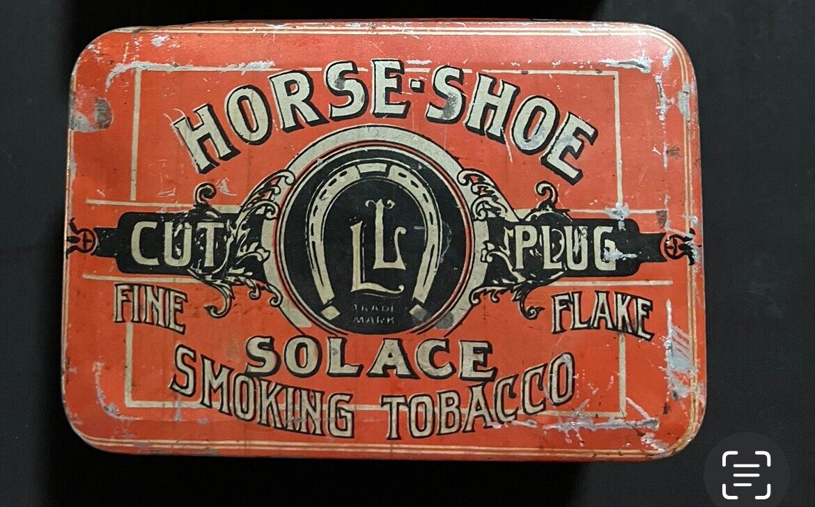 (2) Vintage Solace Horseshoe Cut Plug Tobacco Tins