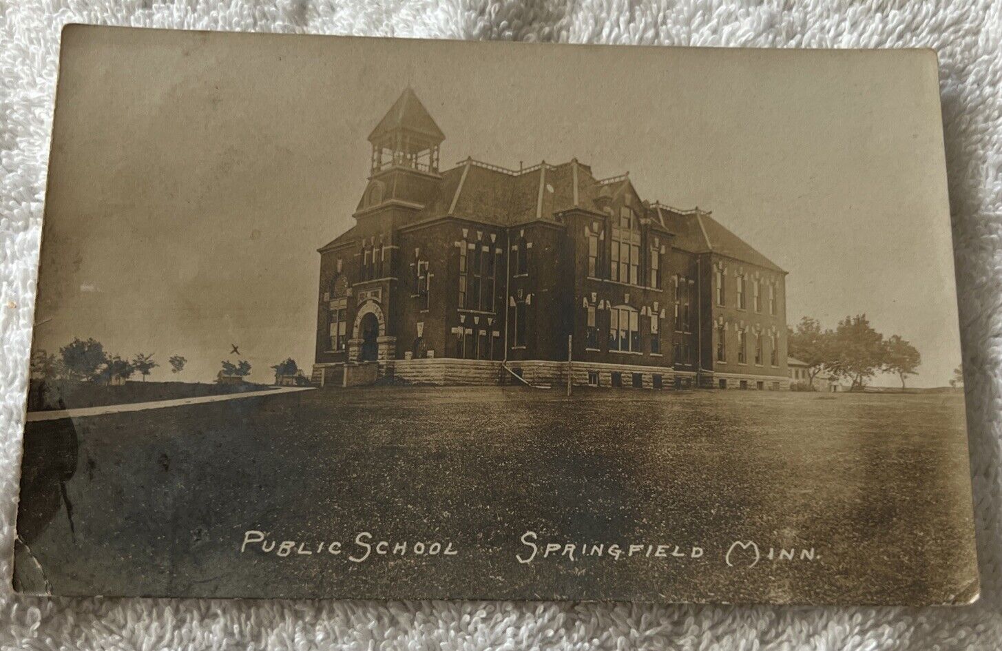 1907 Photo Postcard Public School in Springfield, Minnesota