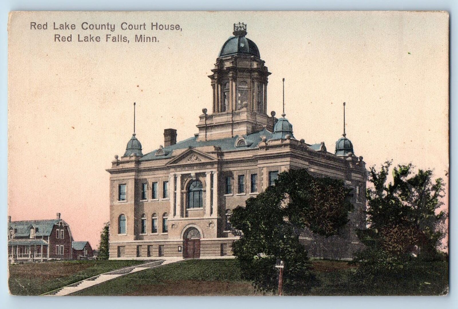 c1910's Red Lake County Court House Building Red Lake Falls Minnesota Postcard