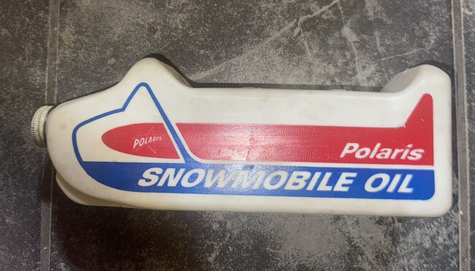 Vintage Polaris Snowmobile Oil Bottle Shaped Like A Snowmobile 1960’s-70’s
