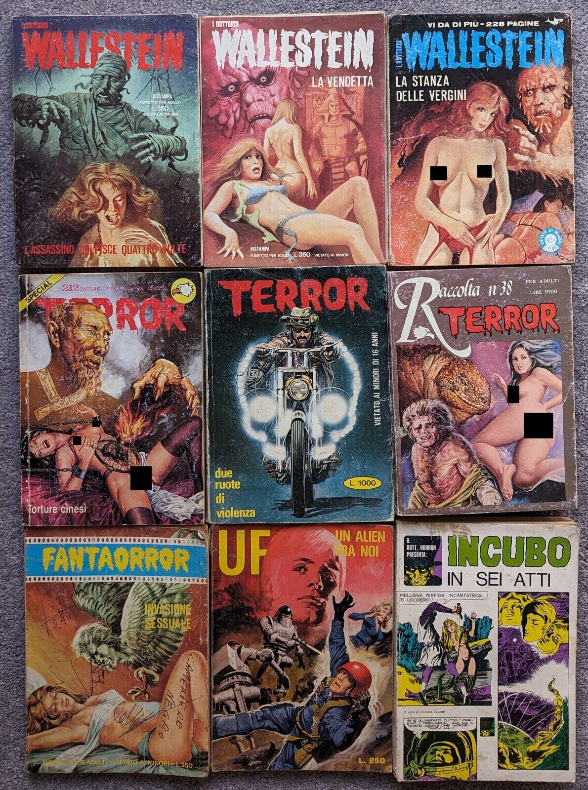 Fumetti Italian Erotic Horror Comic Book Lot Terror Wallestein Edifumetto Orror