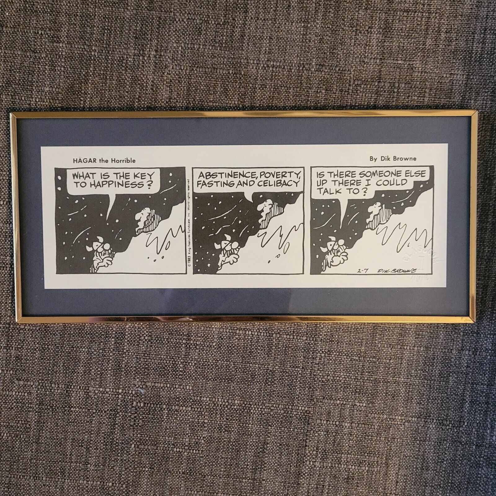 HAGAR the Horrible Artist Signed Dik Browne Framed Stamped Comic Strip MINT