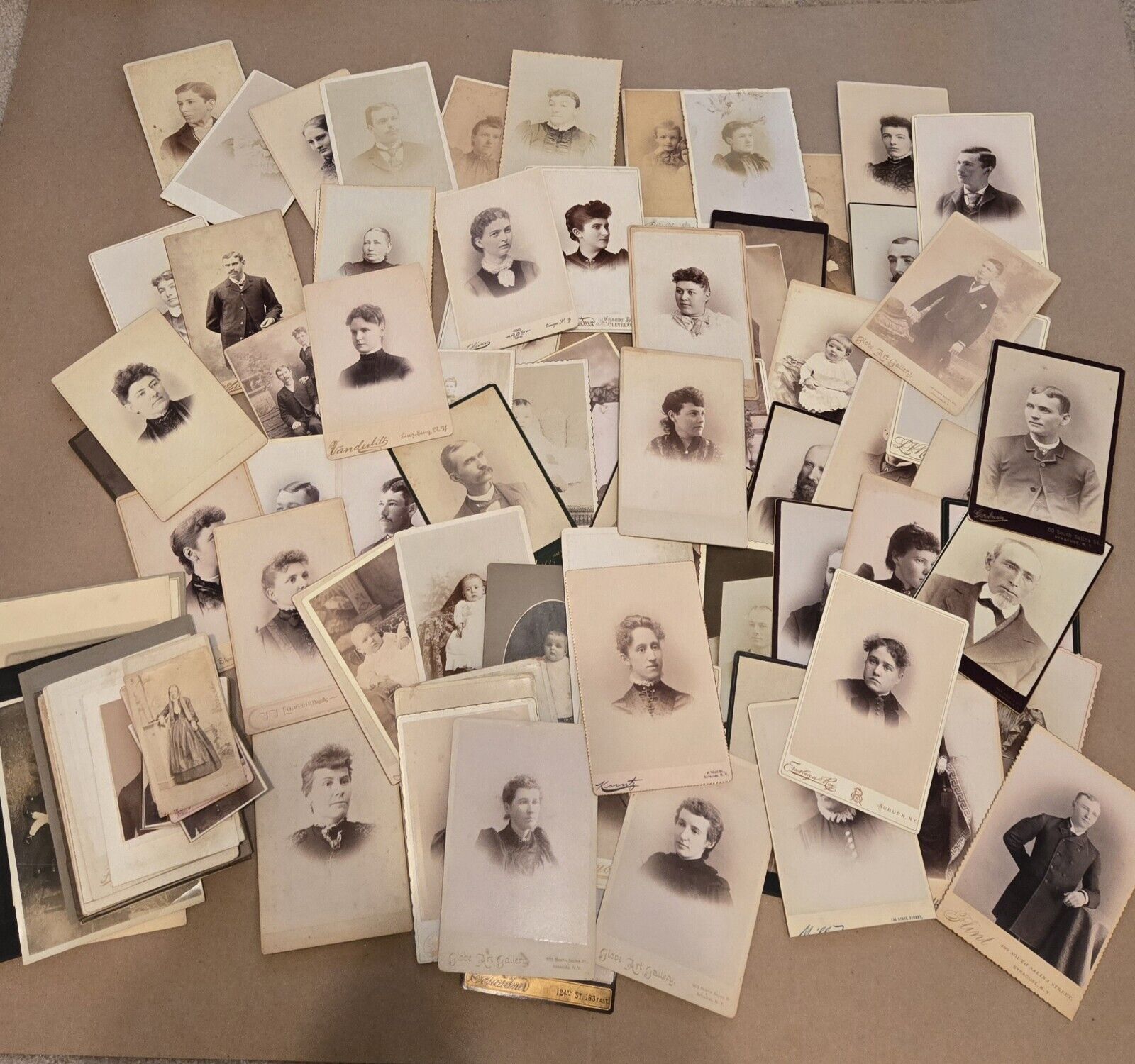 Lot Of 100 Antique Cabinet Card Photos/Other Types Of Photos Women Men Children