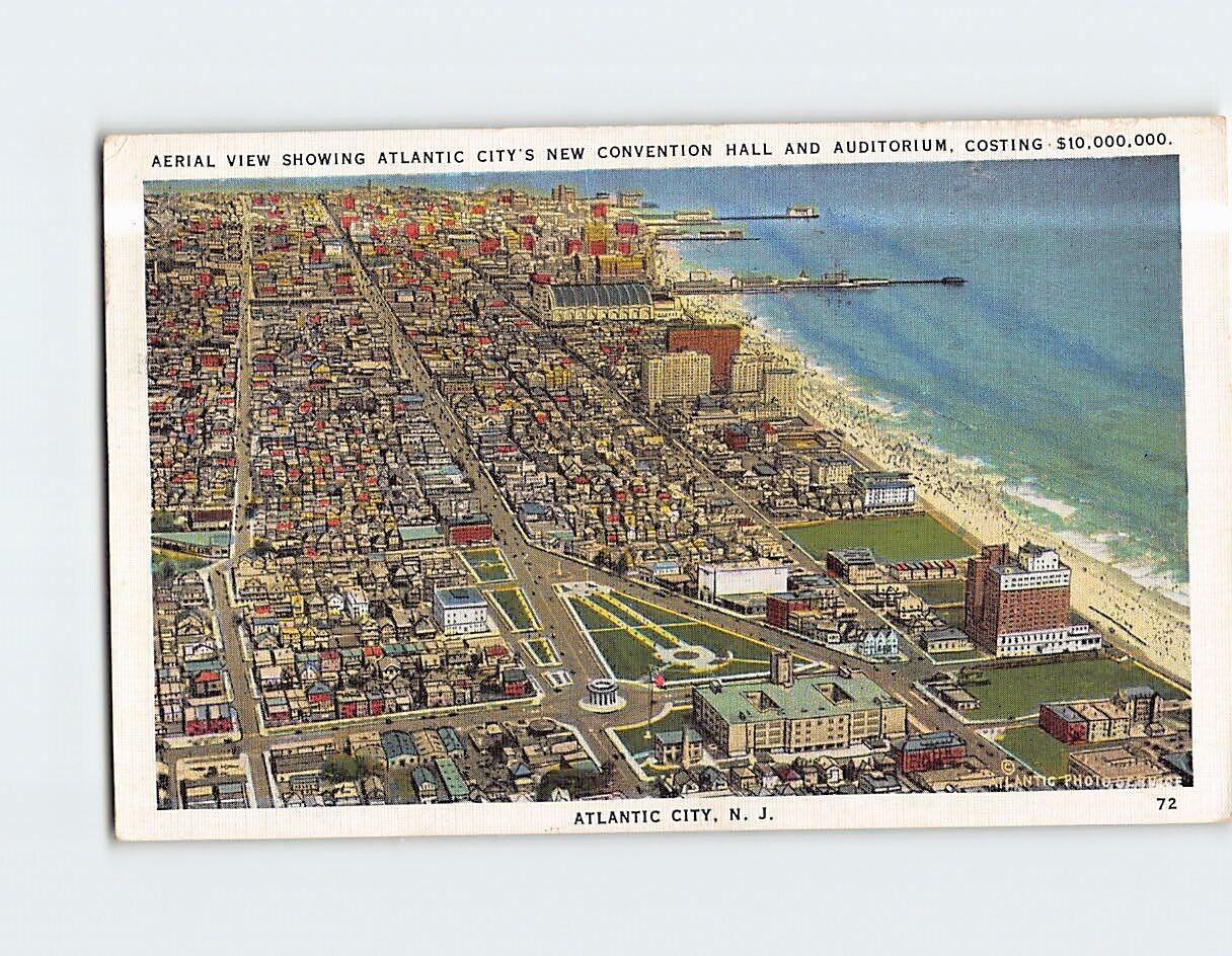 Postcard Aerial View Atlantic City\'s New Convention Hall & Auditorium New Jersey