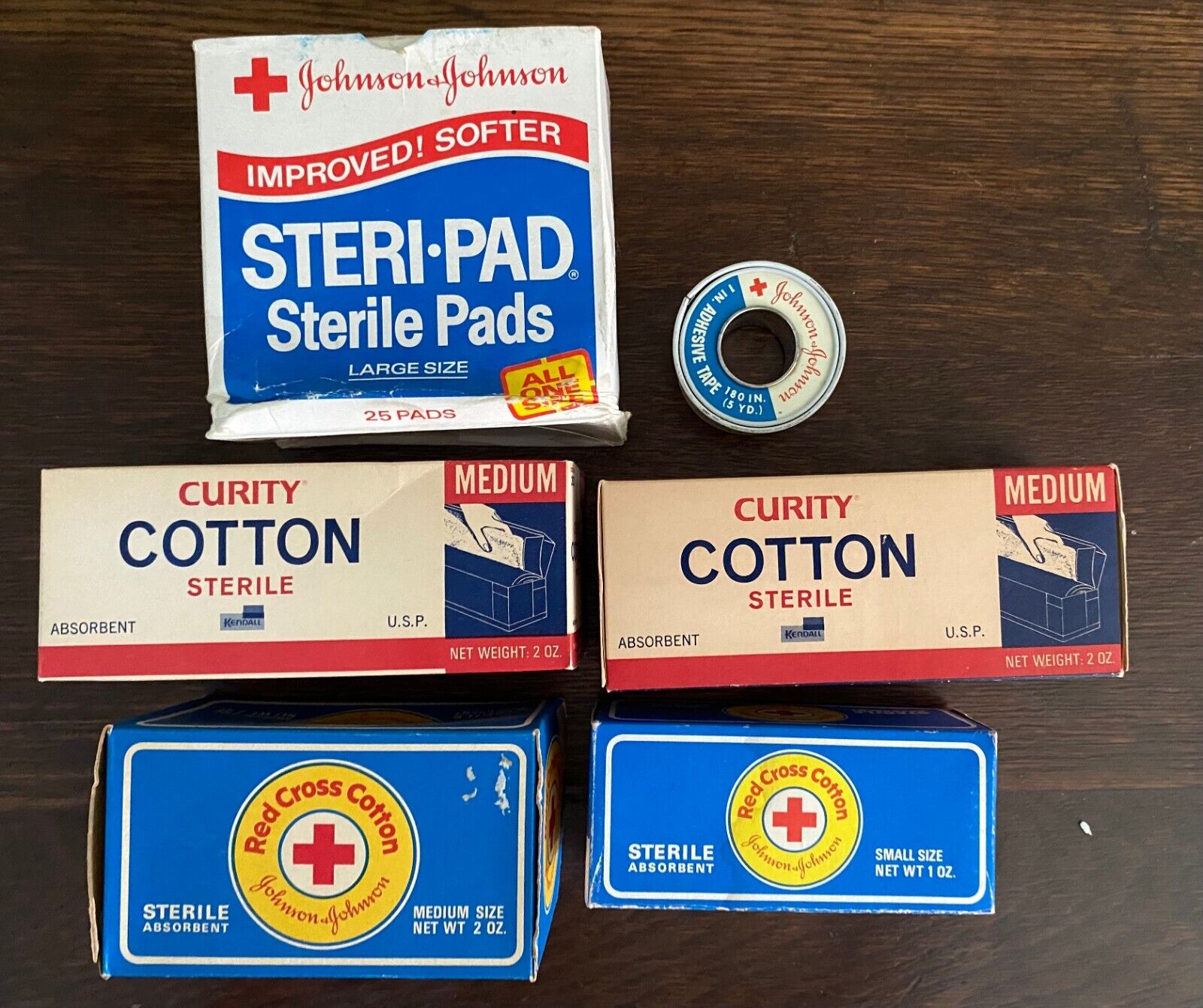 LOT Vintage RED CROSS Curity JOHNSON First Aid Medical Supplies Tape Pads PROPS