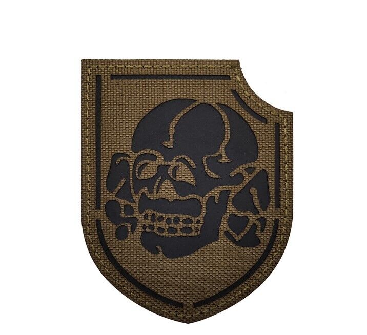 Reflective IR Gosht Skull Russia Russian Army Tatical Hook Loop Patch Badge Tan