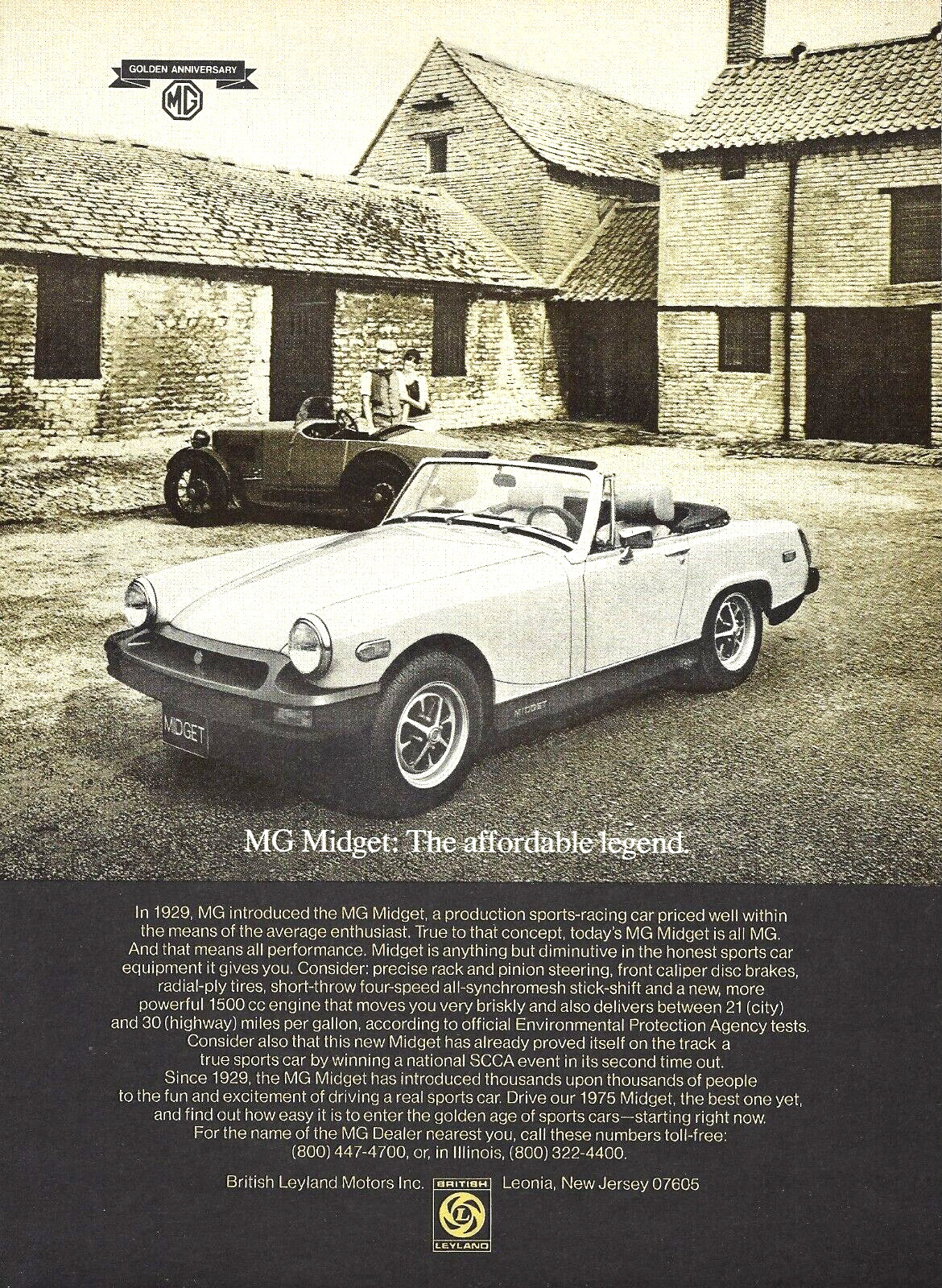 1975 MG Midget British Leyland Sports Car The Affordable Legend vintage Print Ad