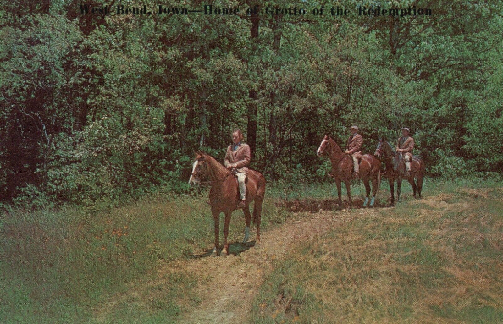 Postcard IA West Bend Iowa Horseback Riding Trails Chrome Vintage PC G7904