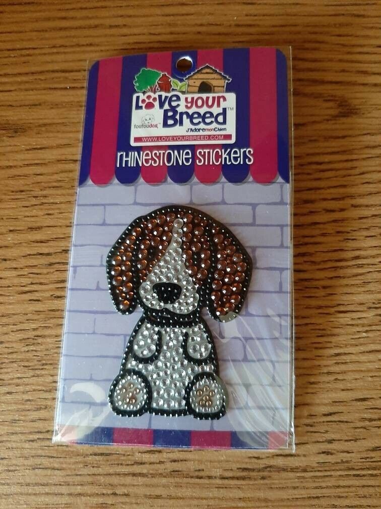 Beagle LOVE YOUR BREED Rhinestone Decal Sticker NEW so cute