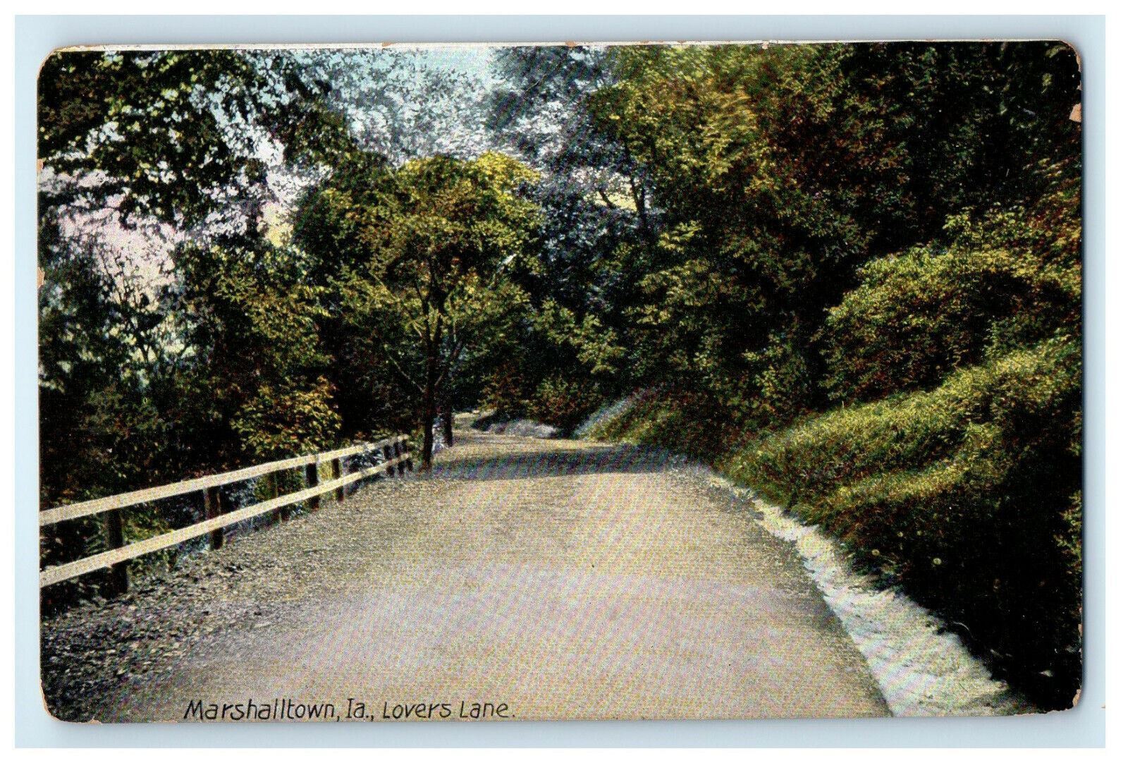 1908 Lovers Lane View, Marshalltown Iowa IA Unposted Antique Postcard