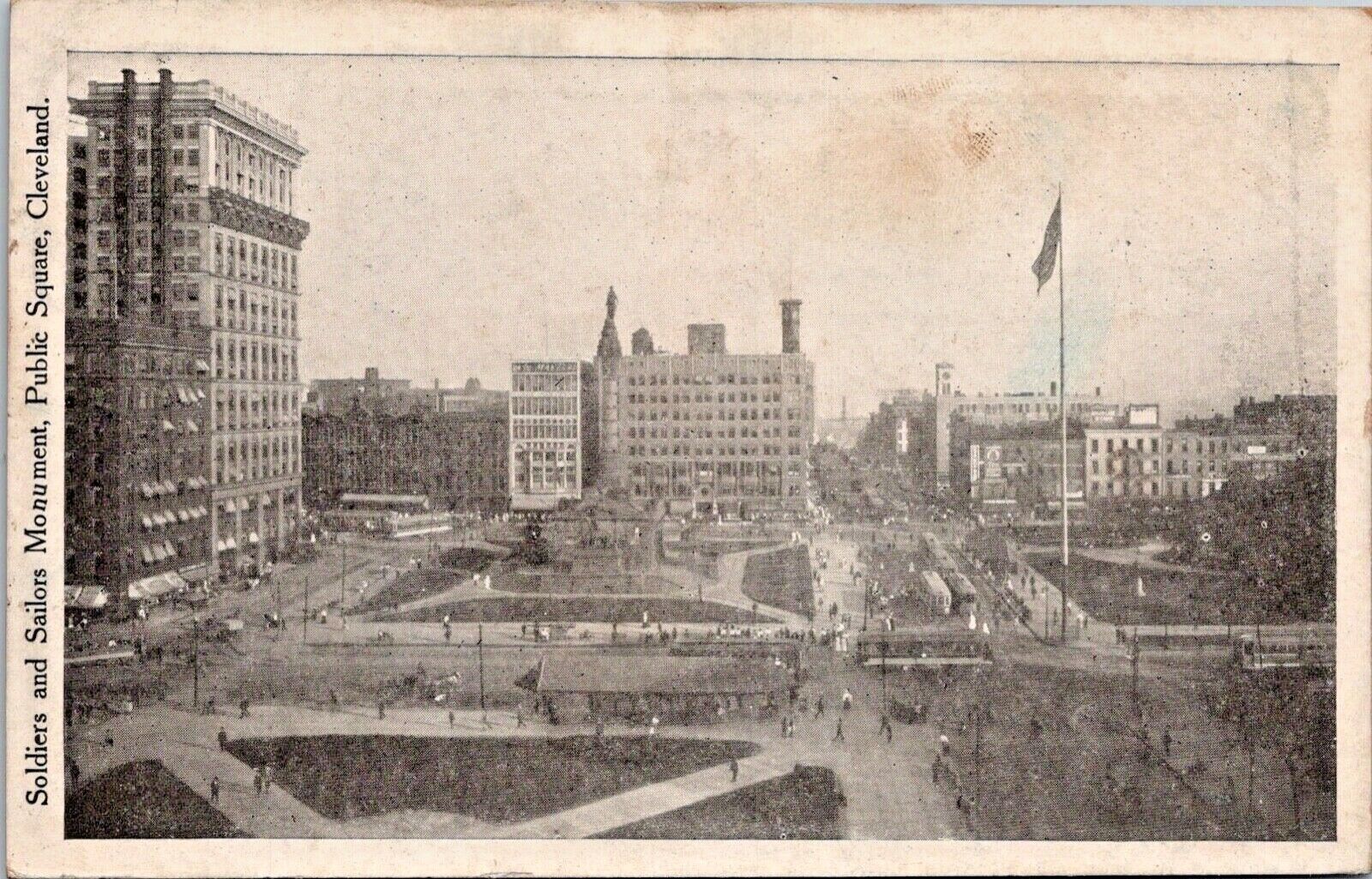 Postcard 1901-1907 Cleveland, Ohio PUBLIC SQUARE Undivided Back b/w areal view