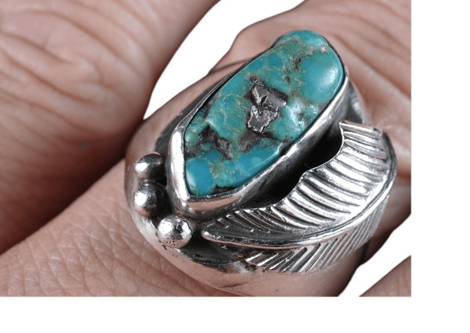 sz11 Old Pawn Navajo sterling/turquoise ring