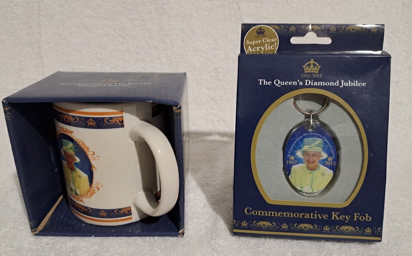 Queen Elizabeth Diamond Jubilee Mug 1952-2012 With Commemorative Key Fob Boxed