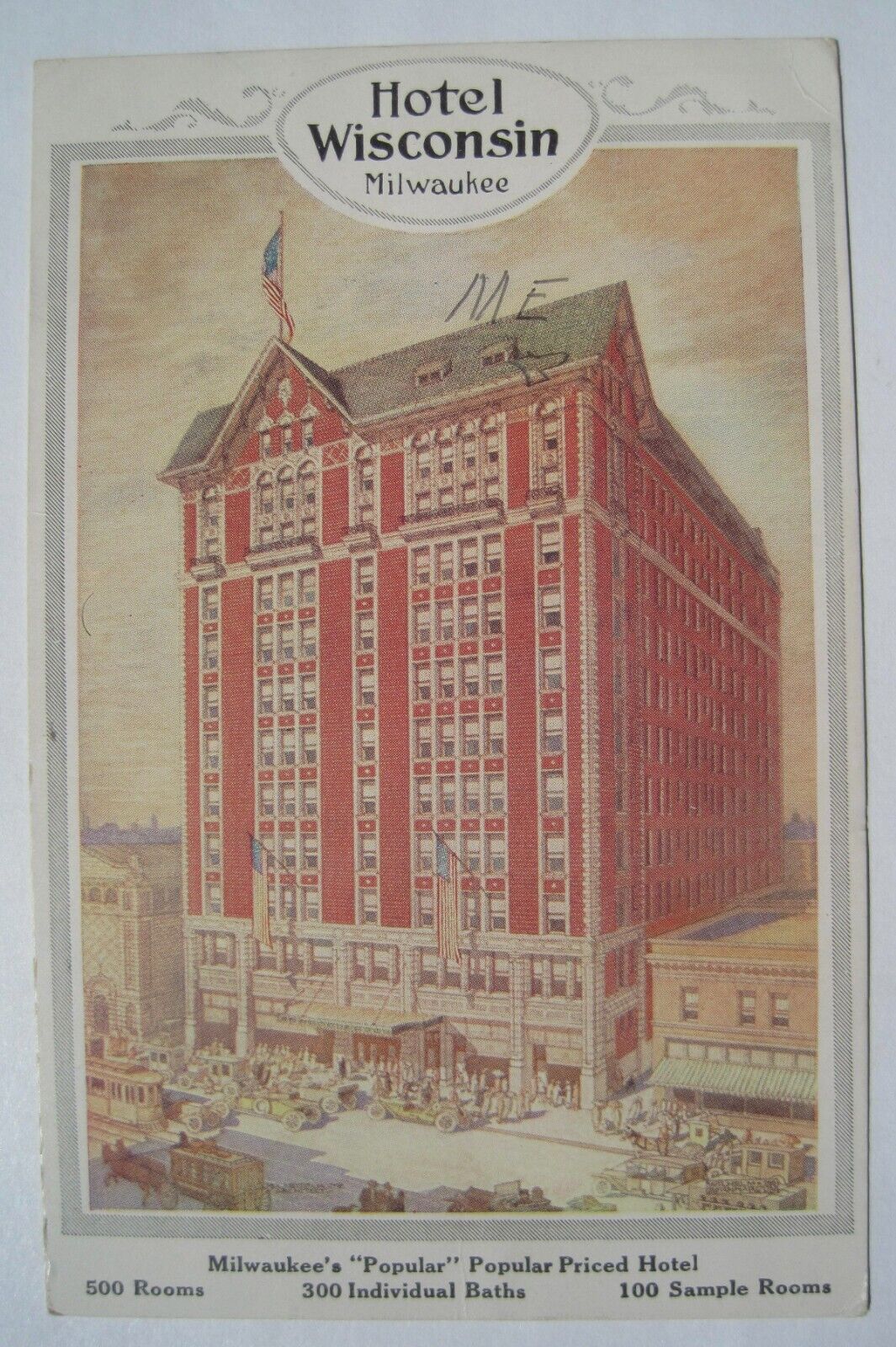 Hotel Wisconsin Building in Milwaukee WI Old 1910-20s Postcard