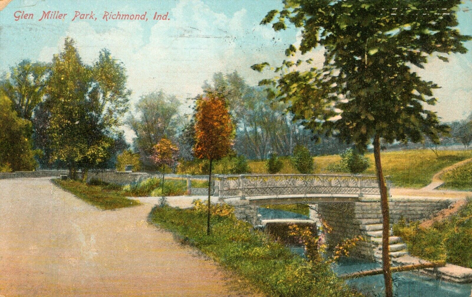 RICHMOND, INDIANA, Glen Miller Park 1911 Antique POSTCARD Druckchrome Germany