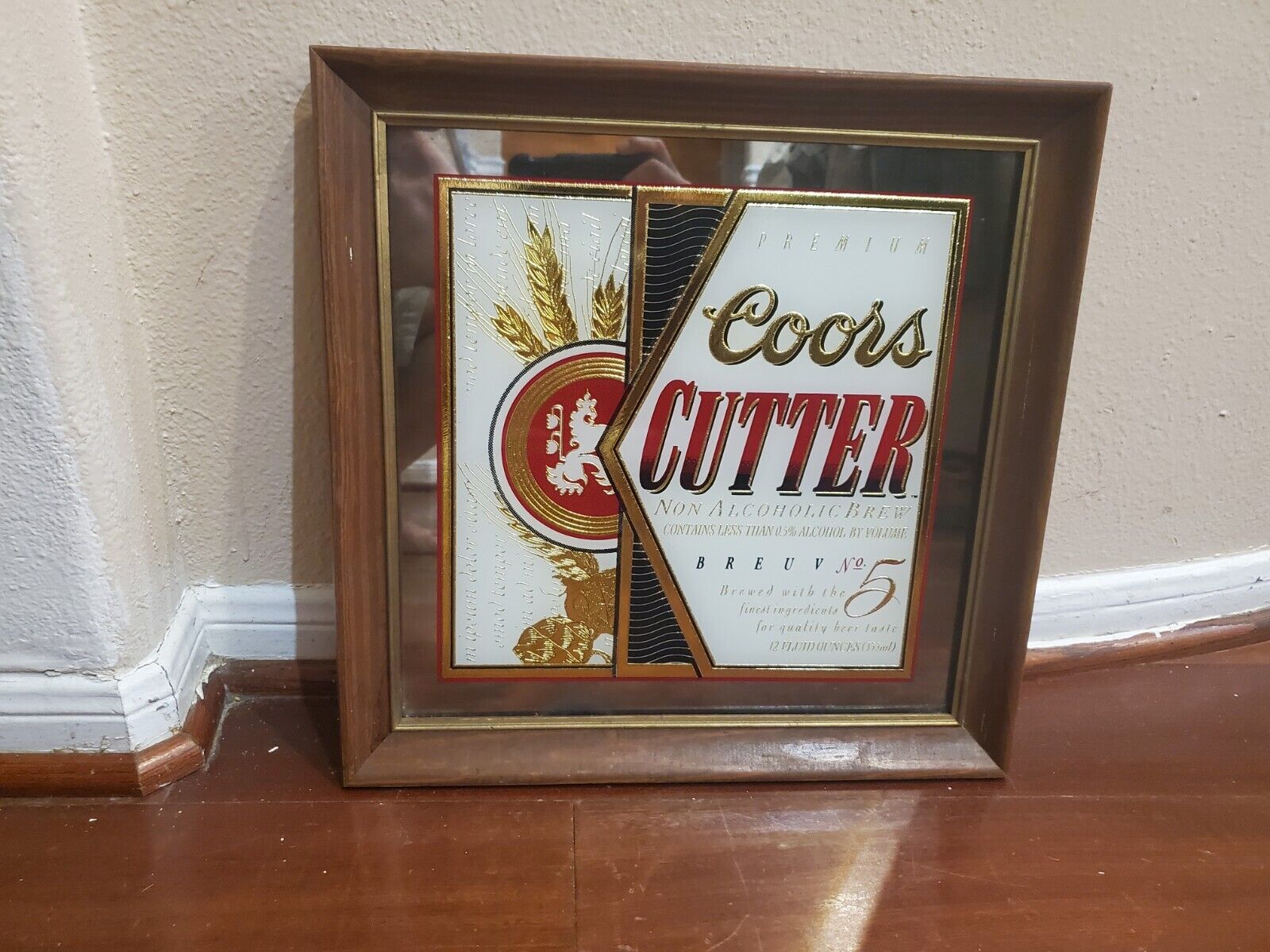 Vintage 1991 Wood Framed Coors Cutter Brew Beer Mirror Sign Limited barware EUC