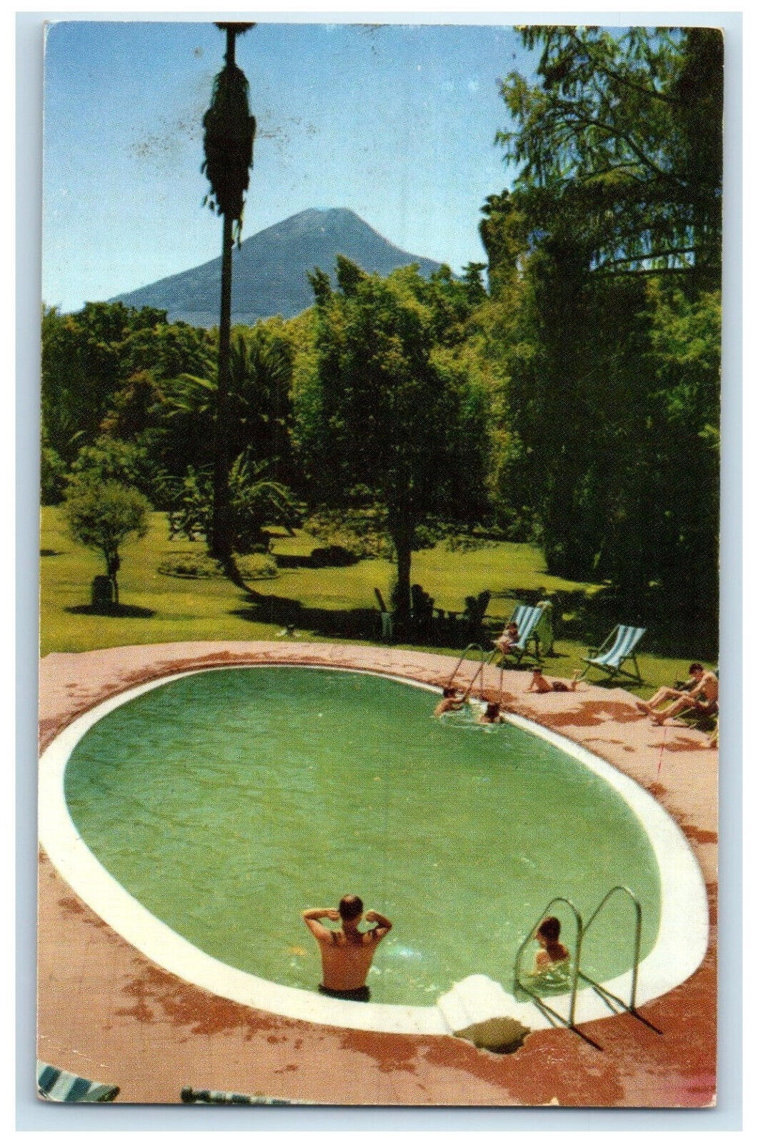 c1950's Swimming Pool Hotel Antigua Guatemala Central America Postcard