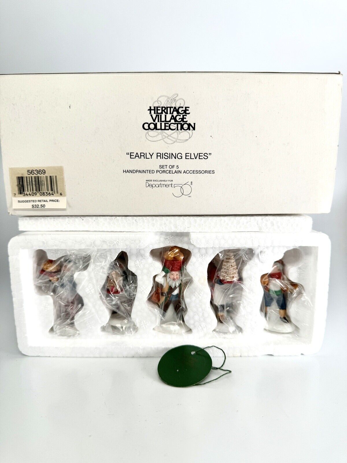 DEPT 56 EARLY RISING ELVES 56369 SET OF 5 HERITAGE SNOW VILLAGE CHRISTMAS