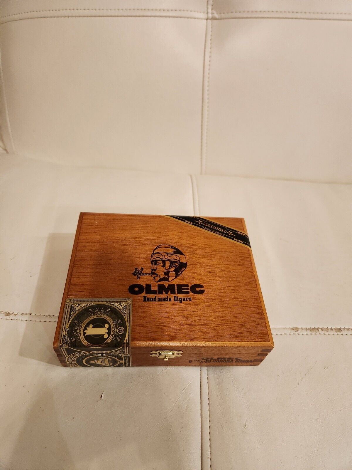 Foundation Cigars Olmec Corona Gorda Empty Wooden Cigar Box 6⅝x5⅜x1⅞