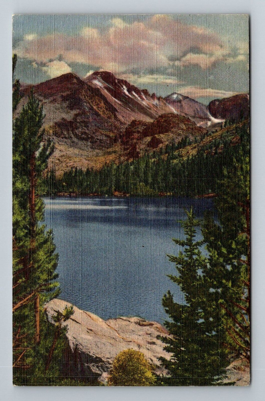 Bear Lake CO-Colorado Rocky Mountain Natl Park Longs Peak Vintage c1947 Postcard