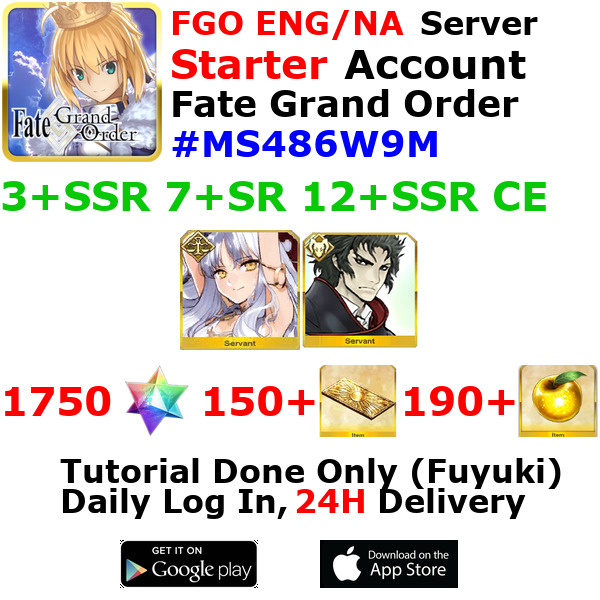 [ENG/NA][INST] FGO / Fate Grand Order Starter Account 3+SSR 150+Tix 1750+SQ #MS4