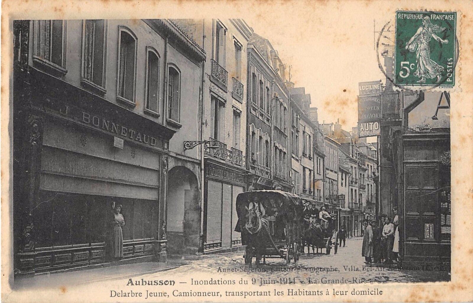 CPA 23 AUBUSSON FLOODS LARGE RUE DELARBRE YOUNG COMMISSIONER CARRIER